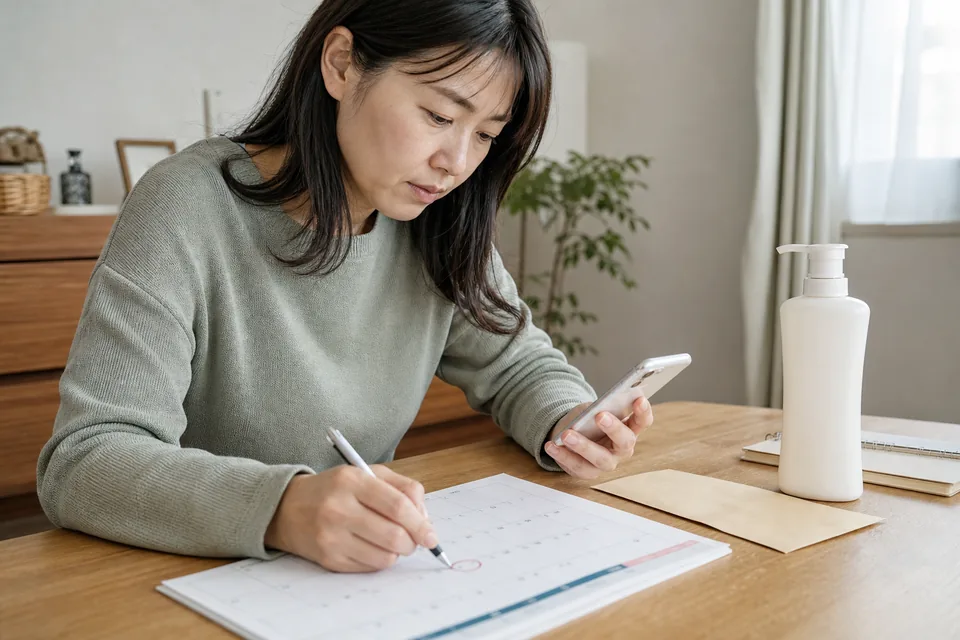 カレンダーに解約の期限を書き込む手元